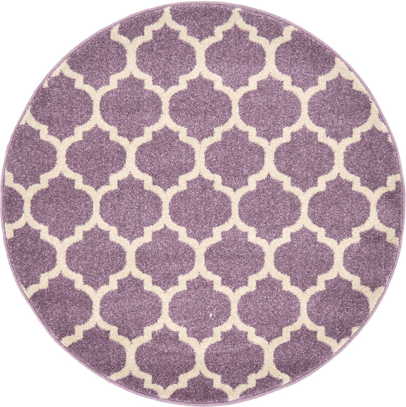 Lattice Gardens Collection Area Rug - Bloomfield (Light Violet) Round Light Violet lifestyle 2