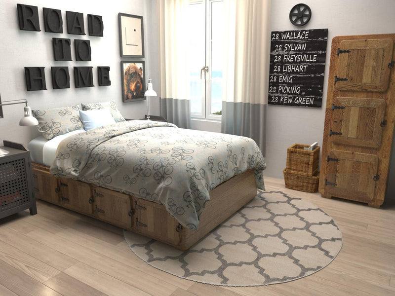 Lattice Gardens Collection Area Rug - Bloomfield (Beige and Gray) Round Beige and Gray lifestyle 31