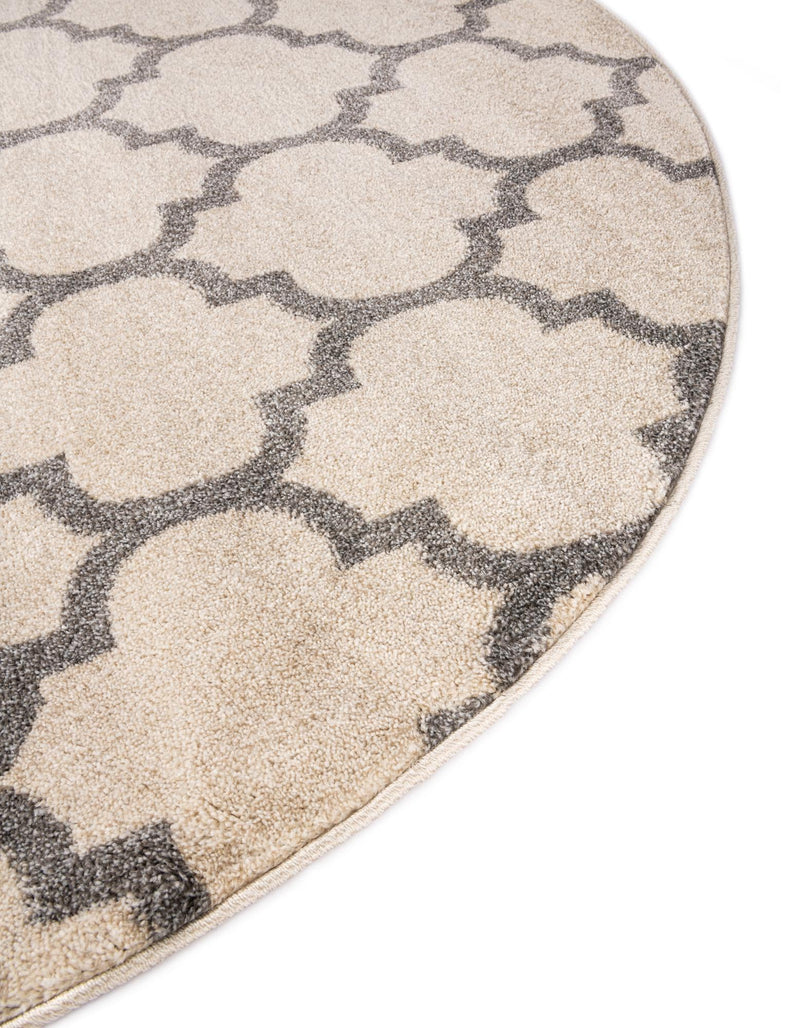 Lattice Gardens Collection Area Rug - Bloomfield (Beige and Gray) Round Beige and Gray lifestyle 51
