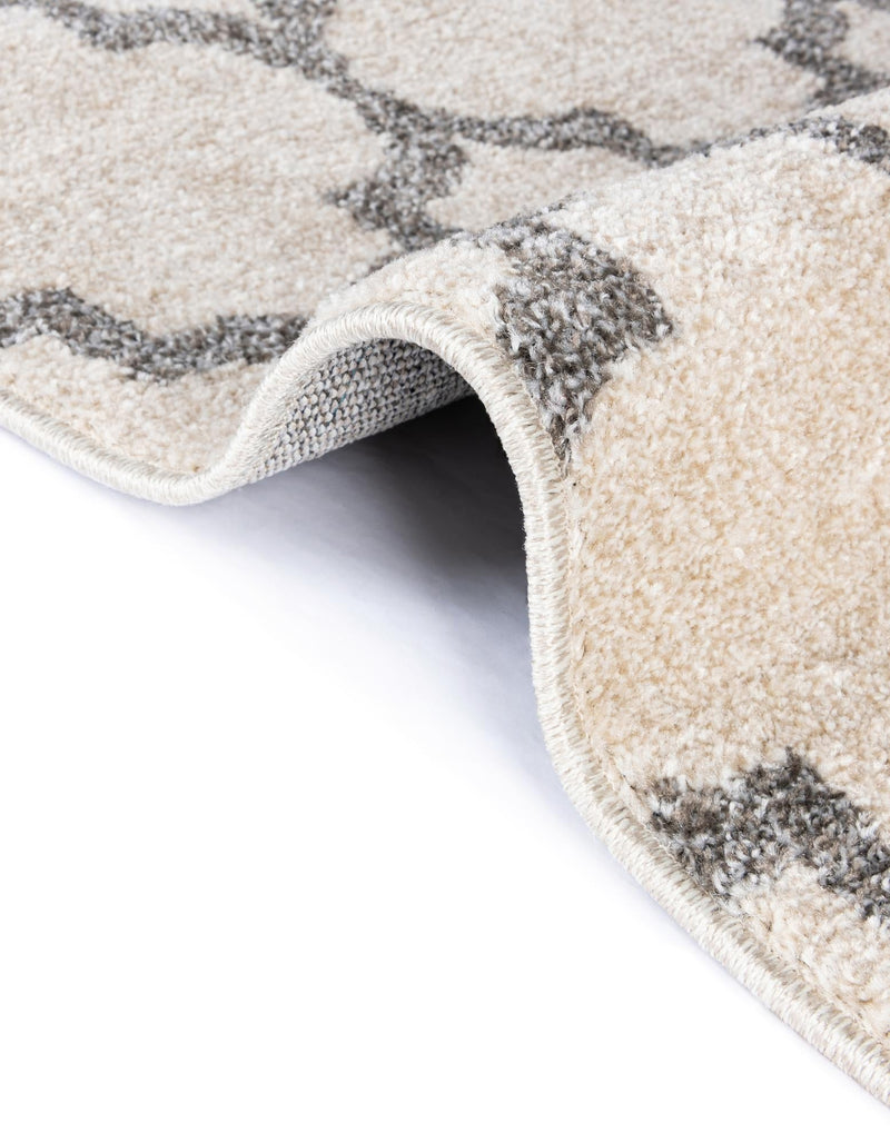 Lattice Gardens Collection Area Rug - Bloomfield (Beige and Gray) Round Beige and Gray lifestyle 66