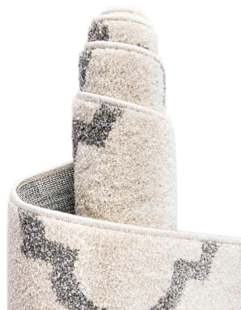 Lattice Gardens Collection Area Rug - Bloomfield (Beige and Gray) Round Beige and Gray lifestyle 71