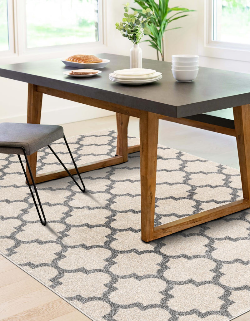 Lattice Gardens Collection Area Rug - Bloomfield (Beige and Gray) Rectangular Beige and Gray lifestyle 36