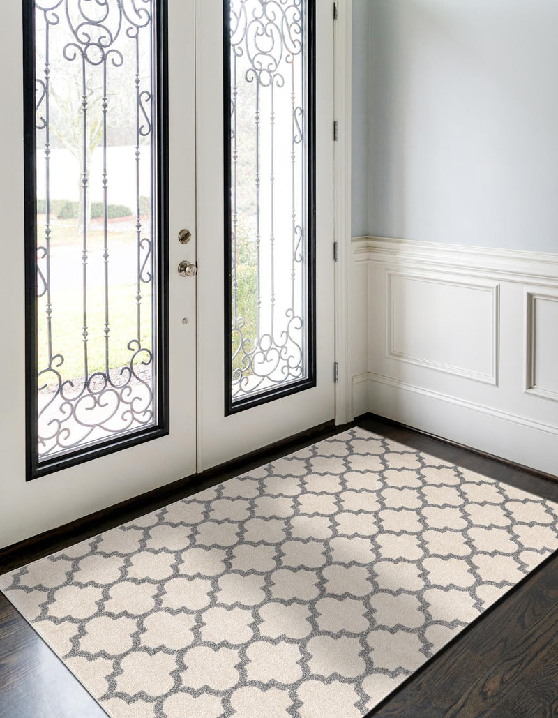 Lattice Gardens Collection Area Rug - Bloomfield (Beige and Gray) Rectangular Beige and Gray lifestyle 39