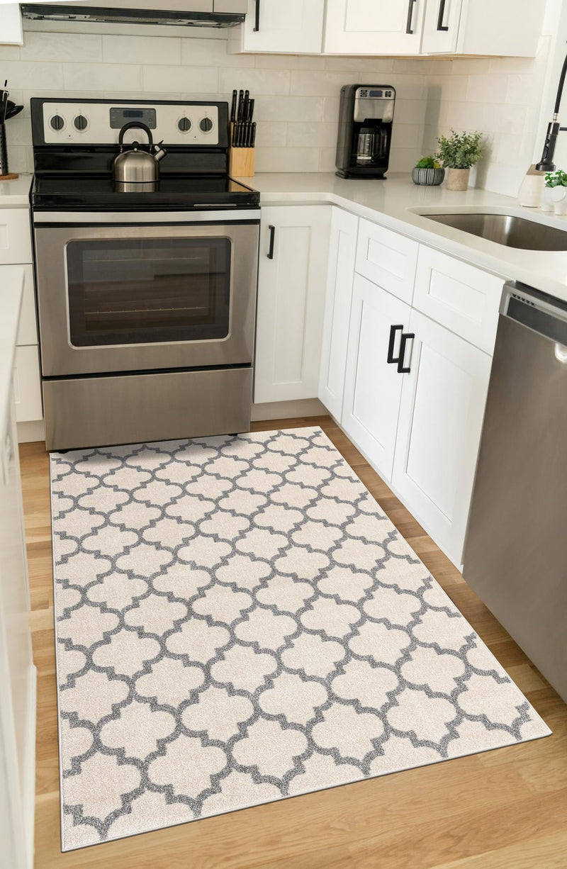 Lattice Gardens Collection Area Rug - Bloomfield (Beige and Gray) Rectangular Beige and Gray lifestyle 44