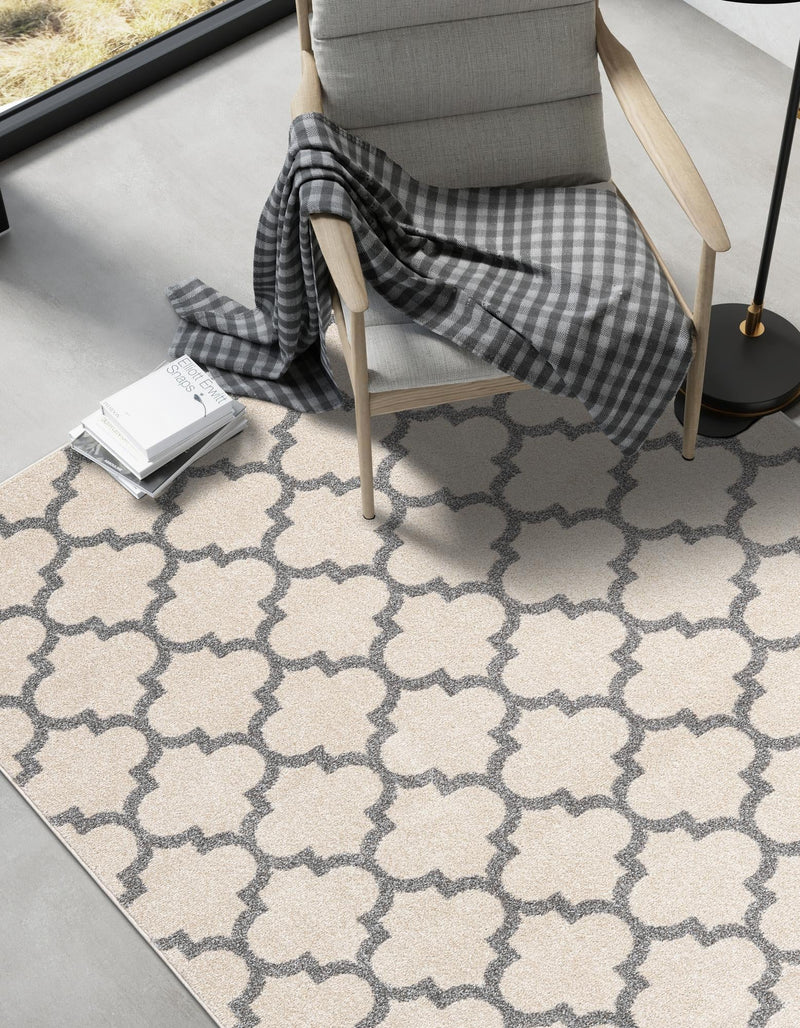 Lattice Gardens Collection Area Rug - Bloomfield (Beige and Gray) Rectangular Beige and Gray lifestyle 69