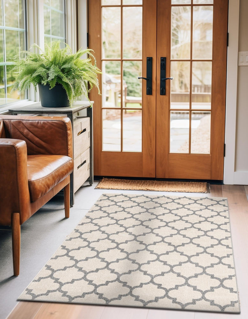 Lattice Gardens Collection Area Rug - Bloomfield (Beige and Gray) Rectangular Beige and Gray lifestyle 74