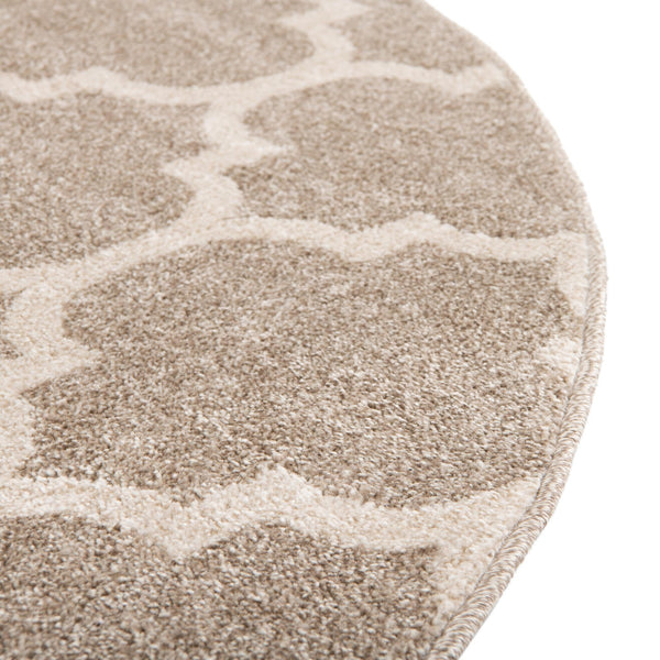 Lattice Gardens Collection Area Rug - Bloomfield (Light Brown) Round Light Brown lifestyle 66