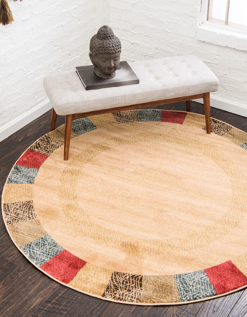 Zagros Oasis Collection Area Rug - Aligoodarz Round Beige lifestyle 19