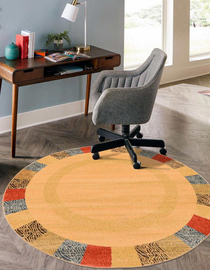 Zagros Oasis Collection Area Rug - Aligoodarz Round Beige lifestyle 33