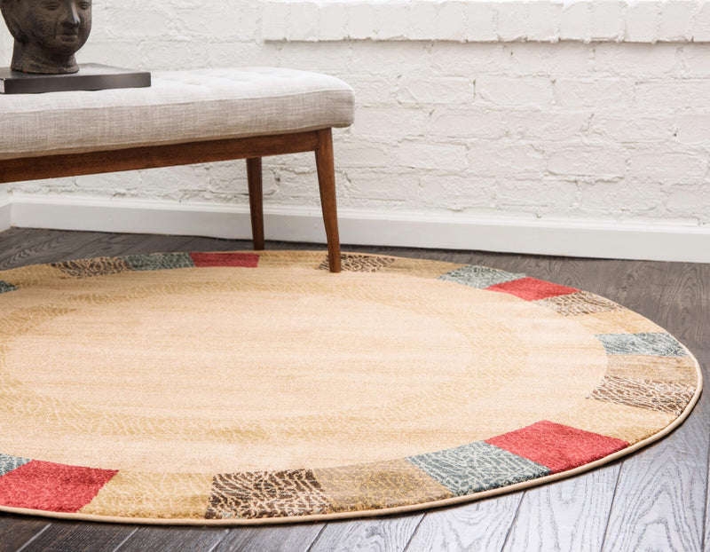 Zagros Oasis Collection Area Rug - Aligoodarz Round Beige lifestyle 26