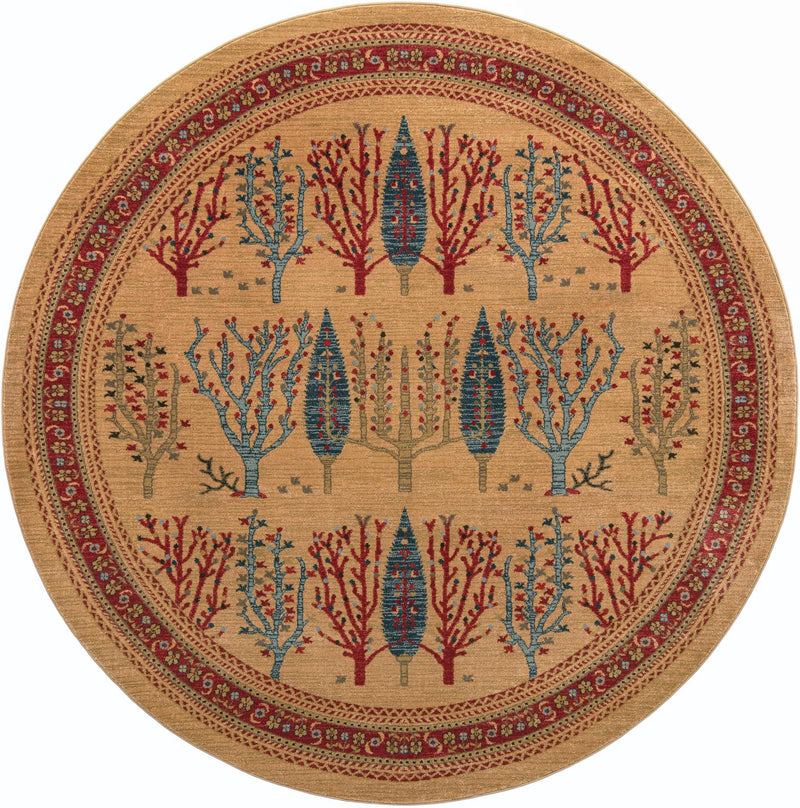 Zagros Oasis Collection Area Rug - Ilam Round Tan lifestyle 25
