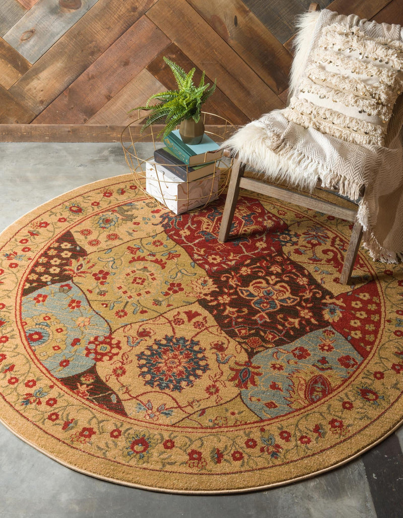 Chelsea Elegance Collection Area Rug - Camden Round Tan lifestyle 29