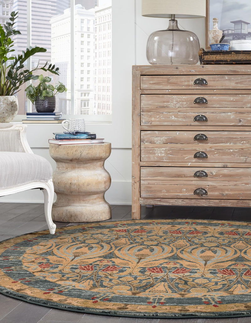 Chelsea Elegance Collection Area Rug - Brompton (Navy Blue) Round Navy Blue lifestyle 18