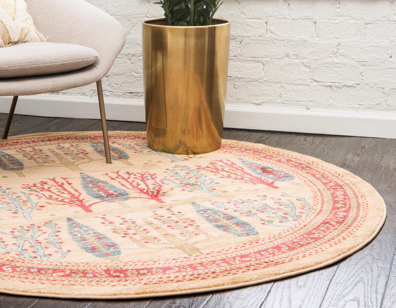 Zagros Oasis Collection Area Rug - Ilam Round Tan lifestyle 35