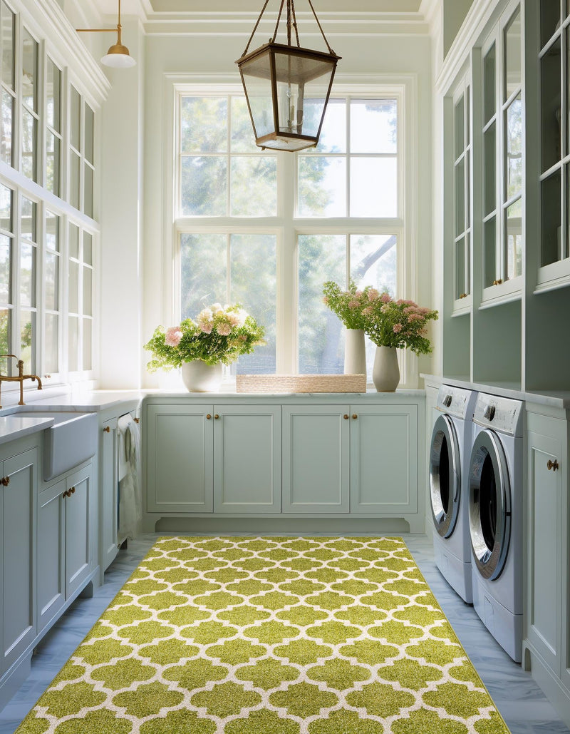 Lattice Gardens Collection Area Rug - Bloomfield (Light Green) Rectangular Light Green lifestyle 38