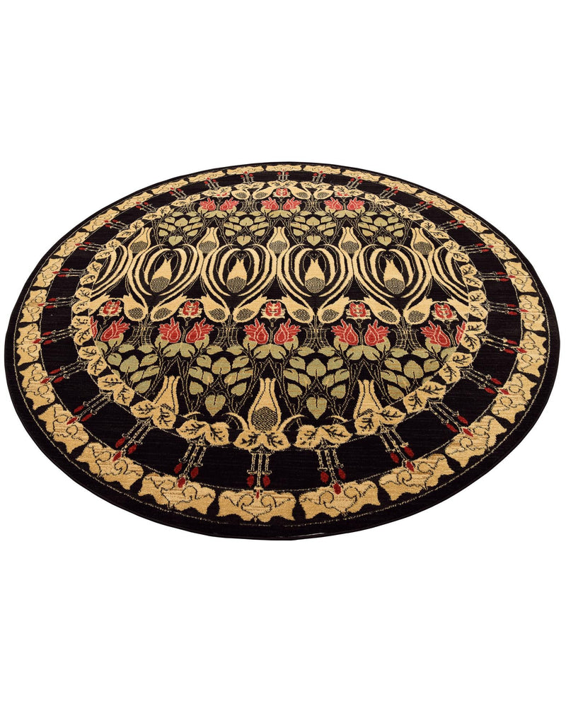 Chelsea Elegance Collection Area Rug - Brompton (Black) Round Black lifestyle 30