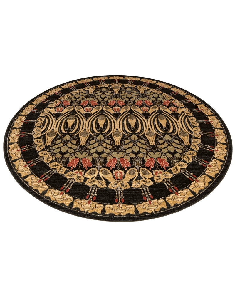 Chelsea Elegance Collection Area Rug - Brompton (Black) Round Black lifestyle 31