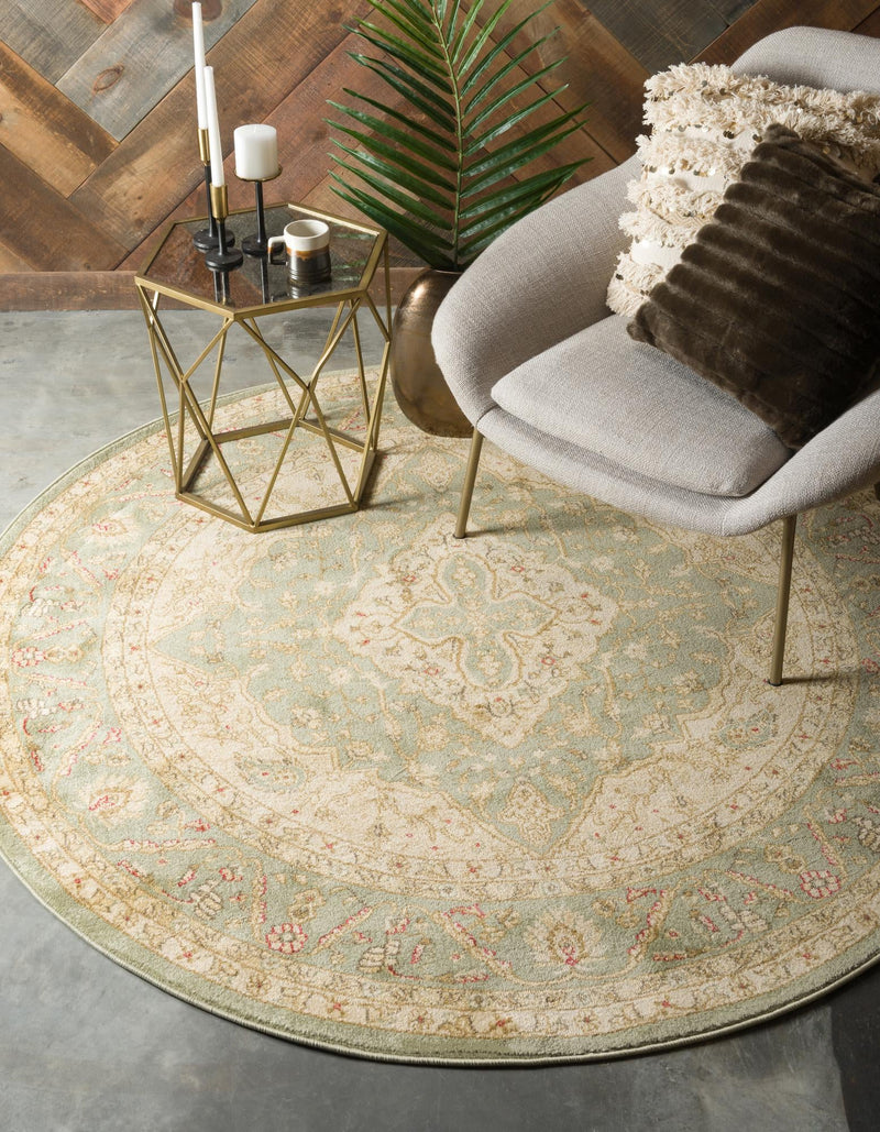 Chelsea Elegance Collection Area Rug - Twickenham Round Light Green lifestyle 39