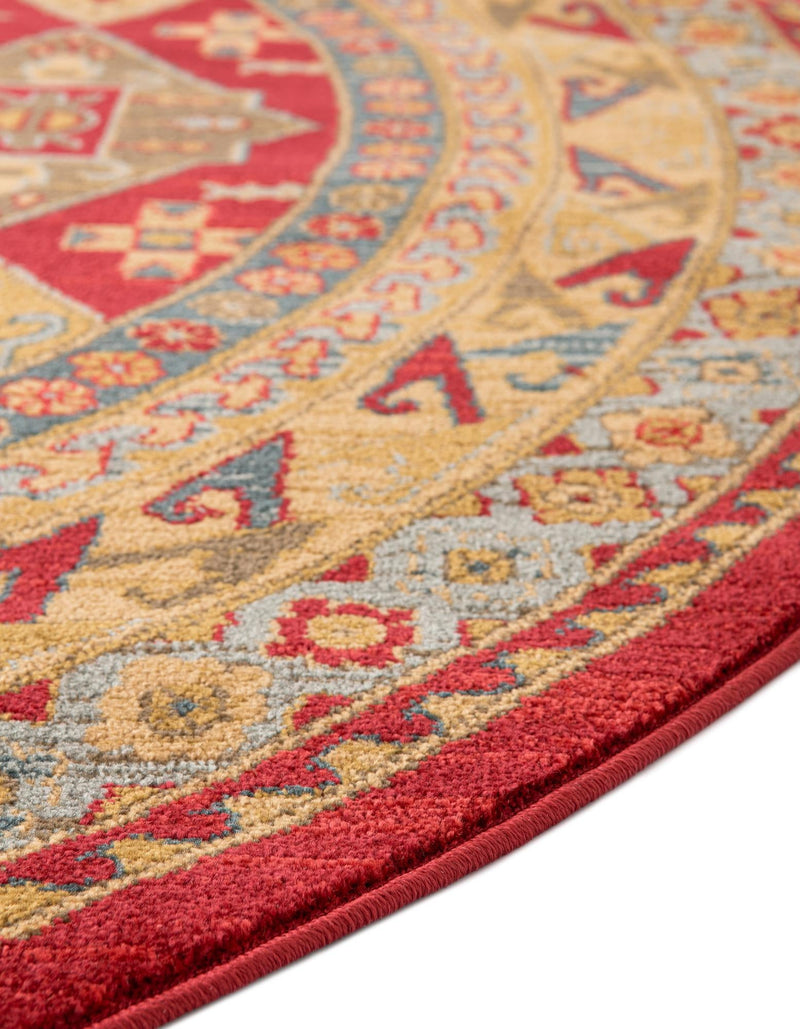 Persian Elegance Collection Area Rug - Kashan Round Red lifestyle 26