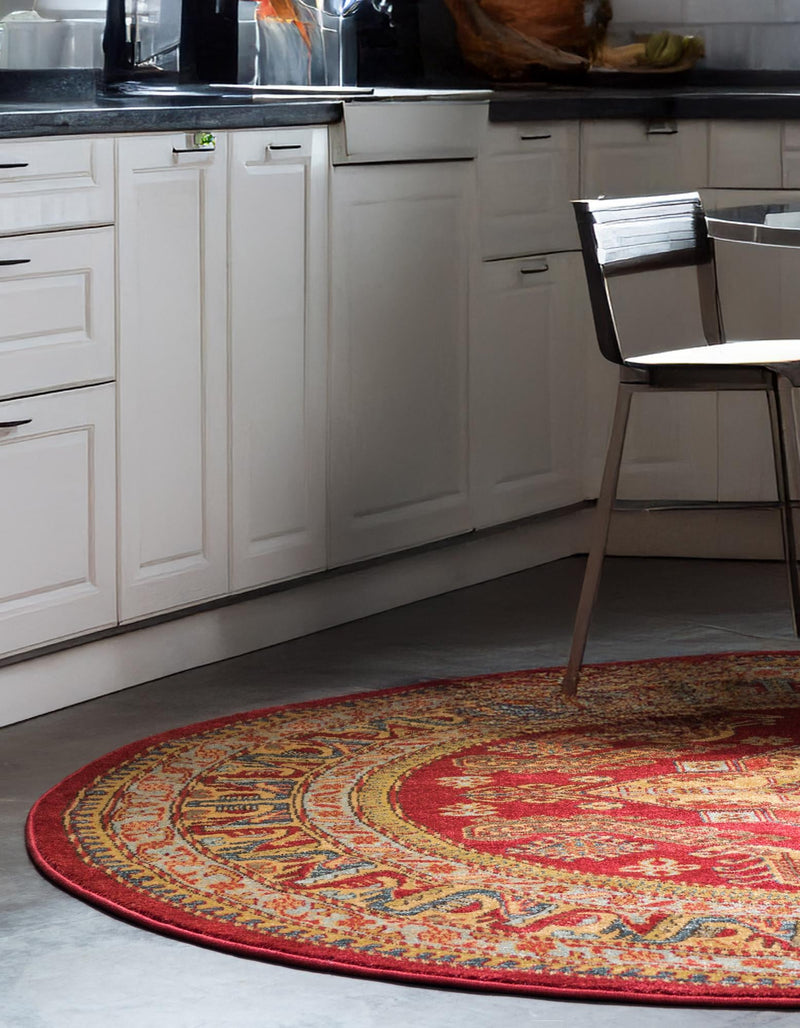 Persian Elegance Collection Area Rug - Mashhad Round Red lifestyle 23