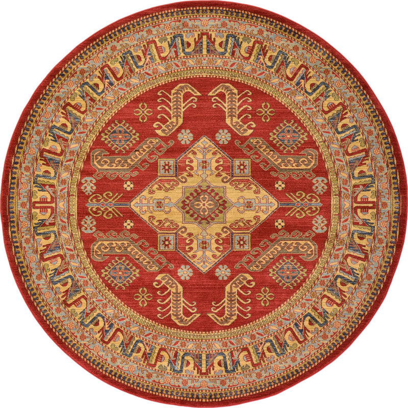 Persian Elegance Collection Area Rug - Mashhad Round Red lifestyle 6