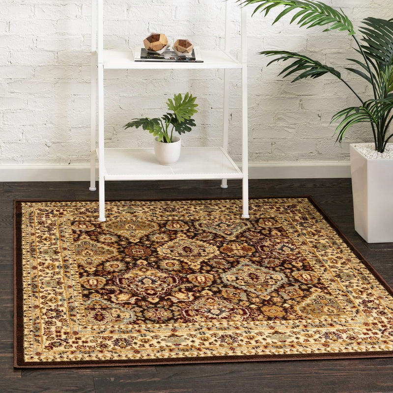 Jaipur Elegance Collection Area Rug - Sawai Square Brown lifestyle 75