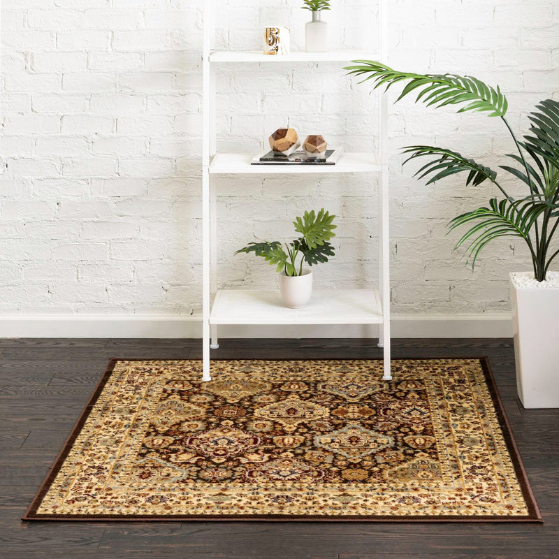 Jaipur Elegance Collection Area Rug - Sawai Square Brown lifestyle 89