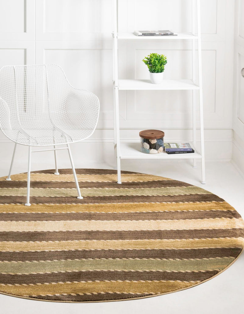 Zagros Oasis Collection Area Rug - Behbahan Round Brown lifestyle 48