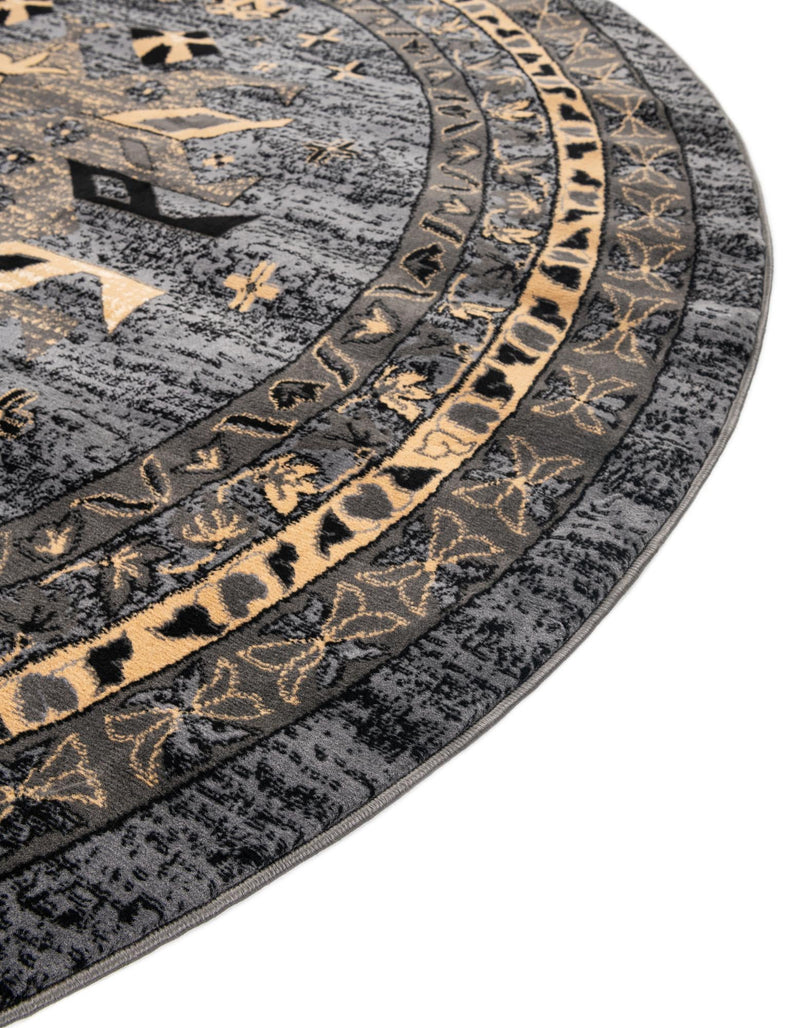 Tabriz Tapestries Collection Area Rug - Azerbaijan (Gray) Round Gray lifestyle 57