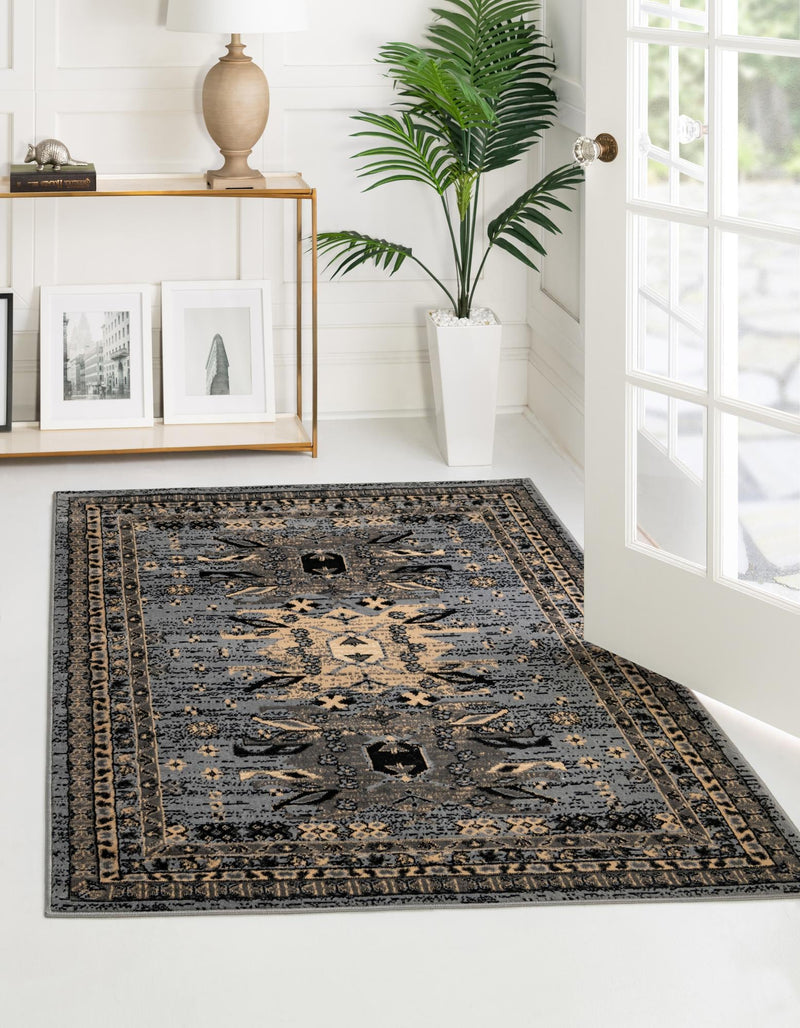 Tabriz Tapestries Collection Area Rug - Azerbaijan (Gray) Rectangle Gray lifestyle 2