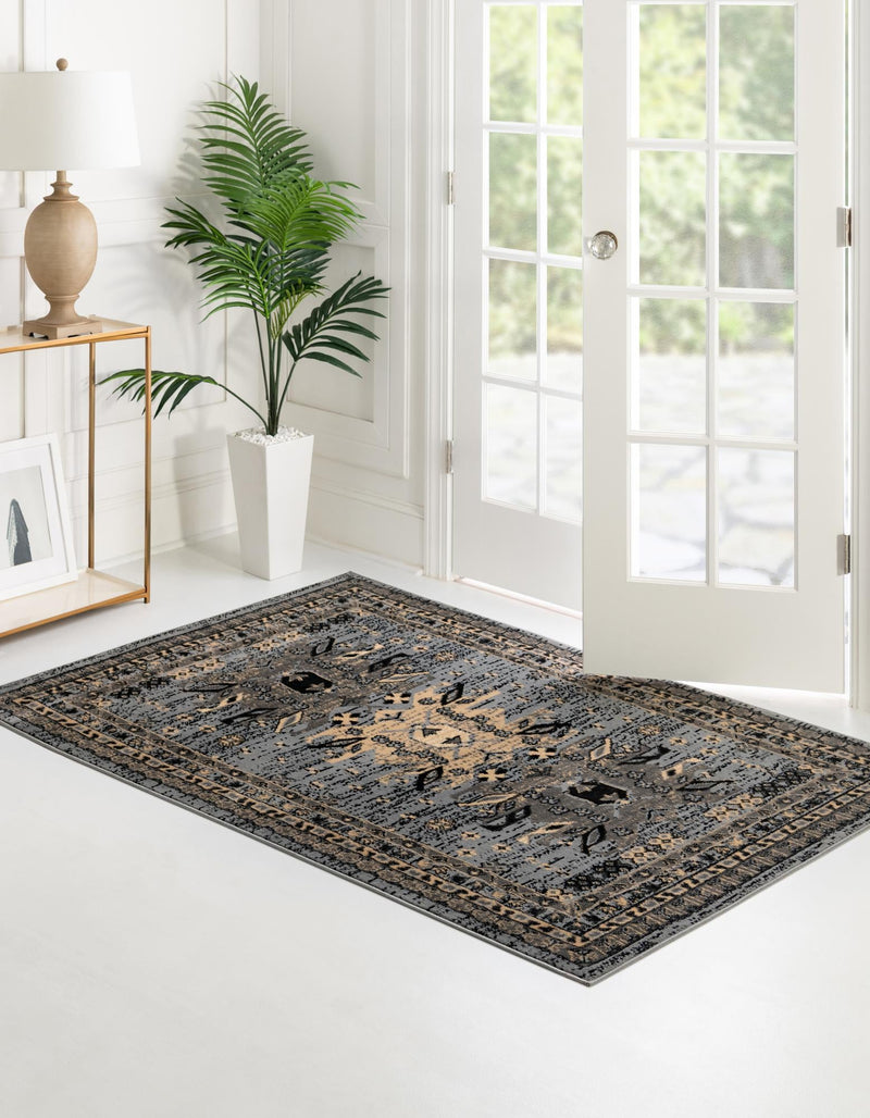 Tabriz Tapestries Collection Area Rug - Azerbaijan (Gray) Rectangle Gray lifestyle 3