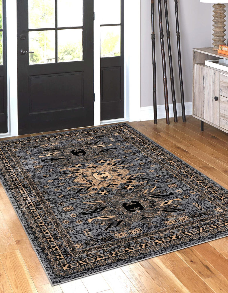Tabriz Tapestries Collection Area Rug - Azerbaijan (Gray) Rectangle Gray lifestyle 4