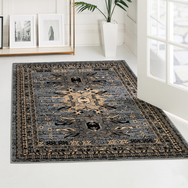 Tabriz Tapestries Collection Area Rug - Azerbaijan (Gray) Rectangle Gray lifestyle 17