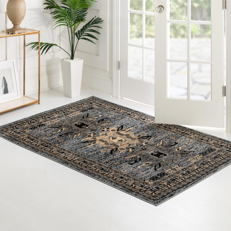 Tabriz Tapestries Collection Area Rug - Azerbaijan (Gray) Rectangle Gray lifestyle 18