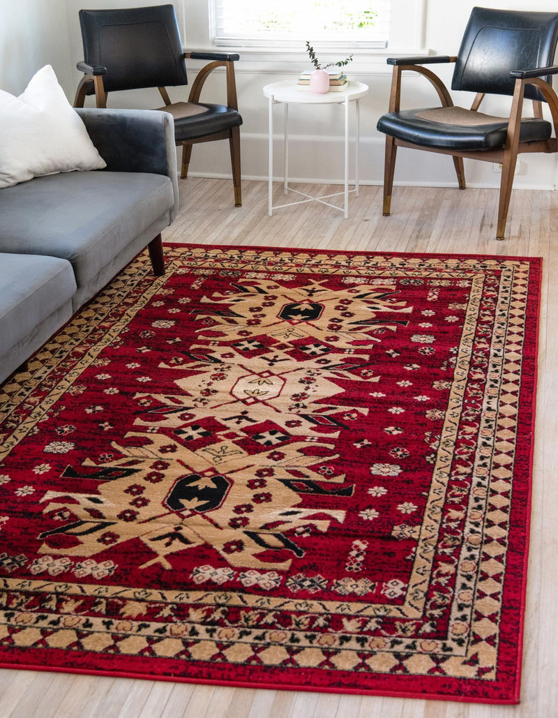 Tabriz Tapestries Collection Area Rug - Azerbaijan (Red) Rectangle Red lifestyle 2