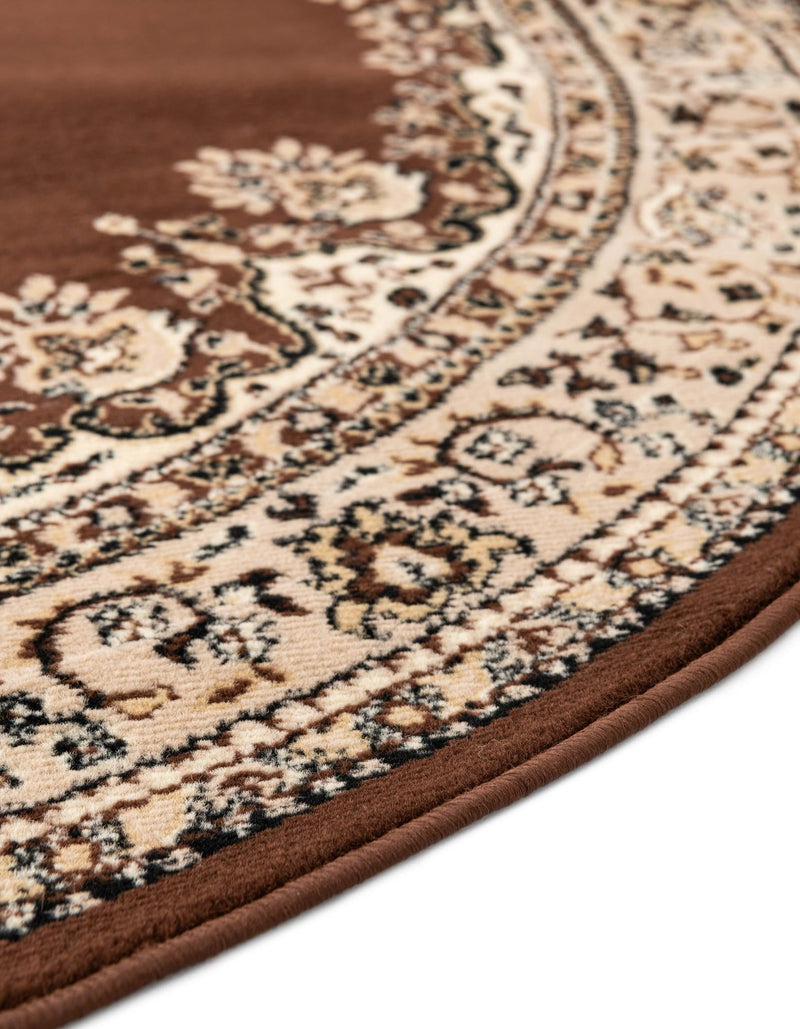 Tabriz Tapestry Collection Area Rug - Azerbaijan (Brown) Round Brown lifestyle 37