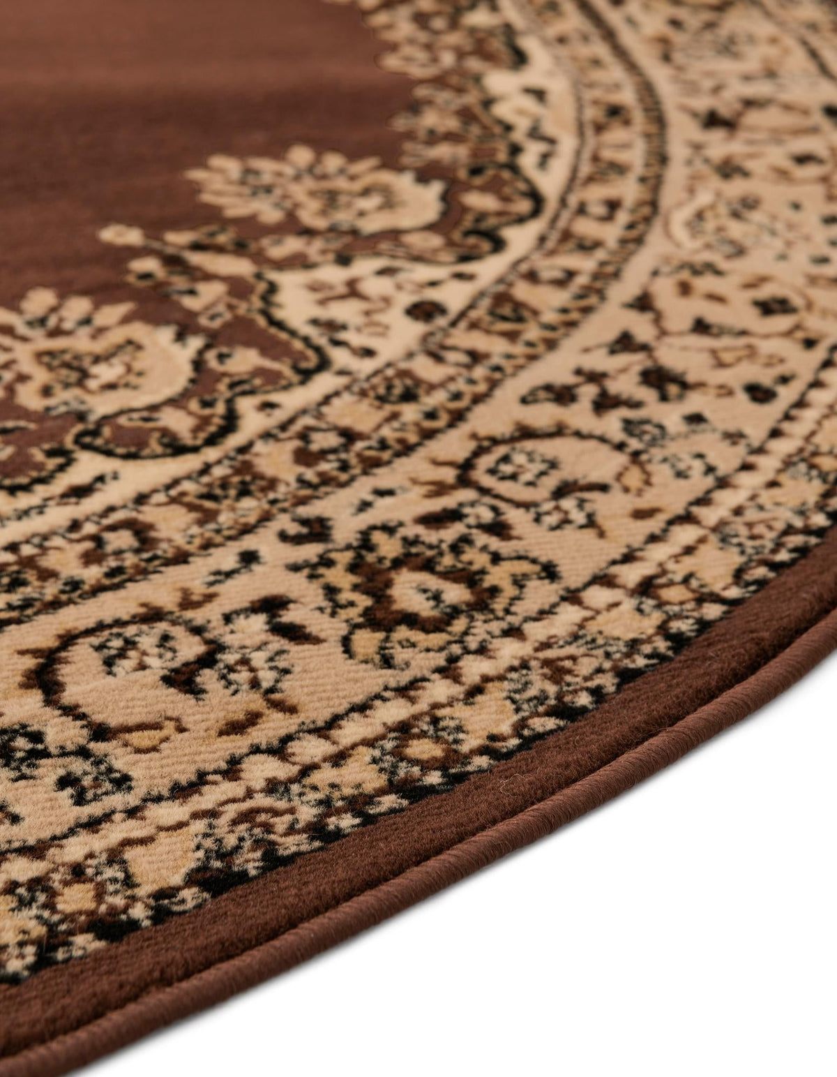 Tabriz Tapestry Collection Area Rug - Azerbaijan (Brown) Round Brown lifestyle 34