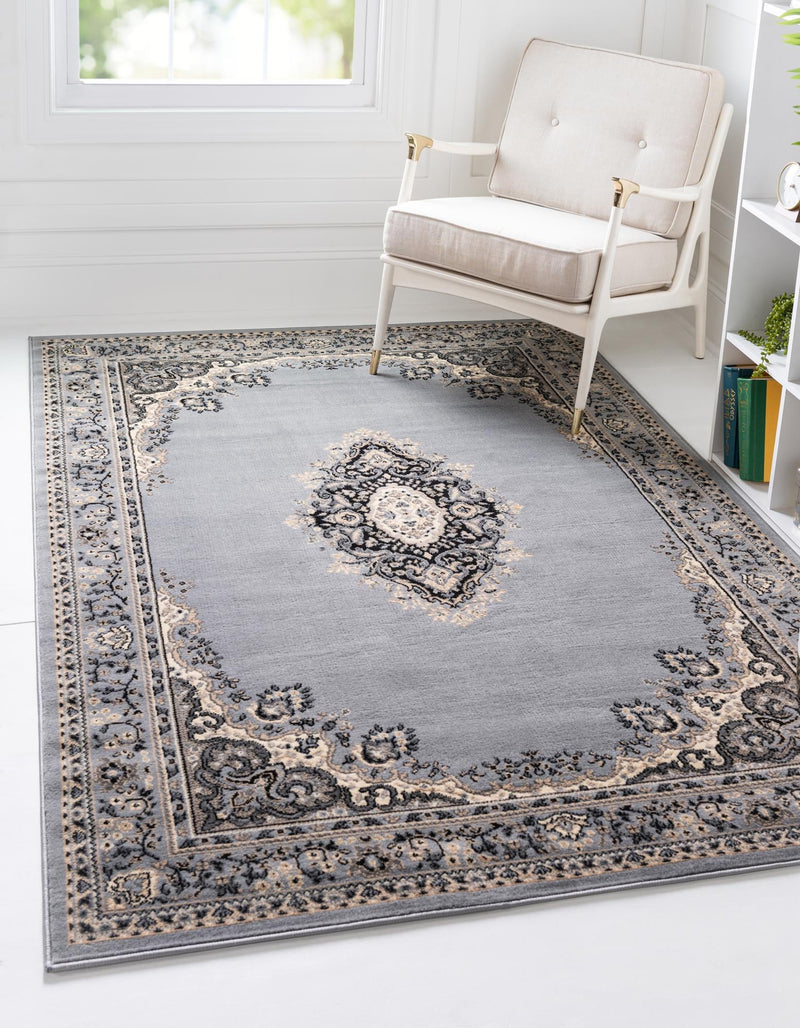 Tabriz Tapestry Collection Area Rug - Azerbaijan (Gray) Rectangle Gray lifestyle 2