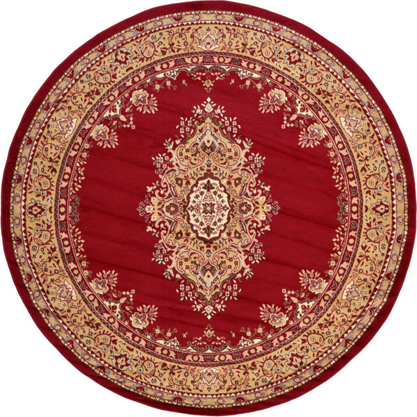 Tabriz Tapestry Collection Area Rug - Azerbaijan (Burgundy) Round Burgundy lifestyle 21