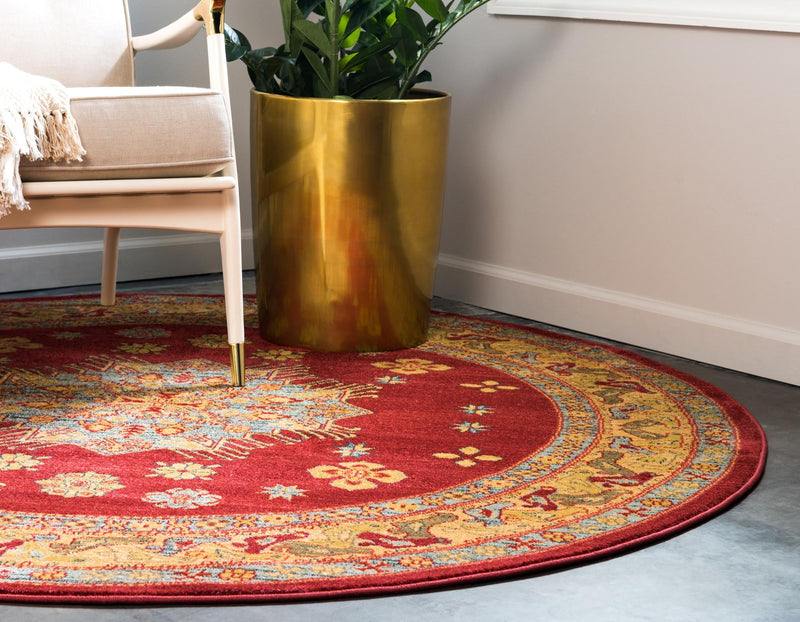 Persian Elegance Collection Area Rug - Shiraz Round Red lifestyle 18