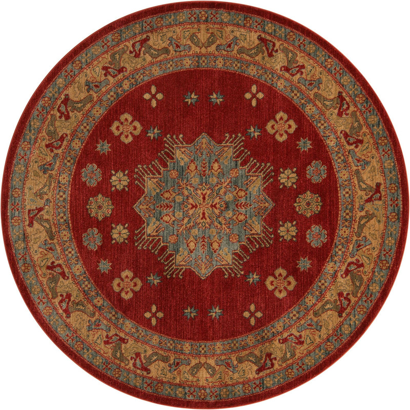 Persian Elegance Collection Area Rug - Shiraz Round Red lifestyle 8