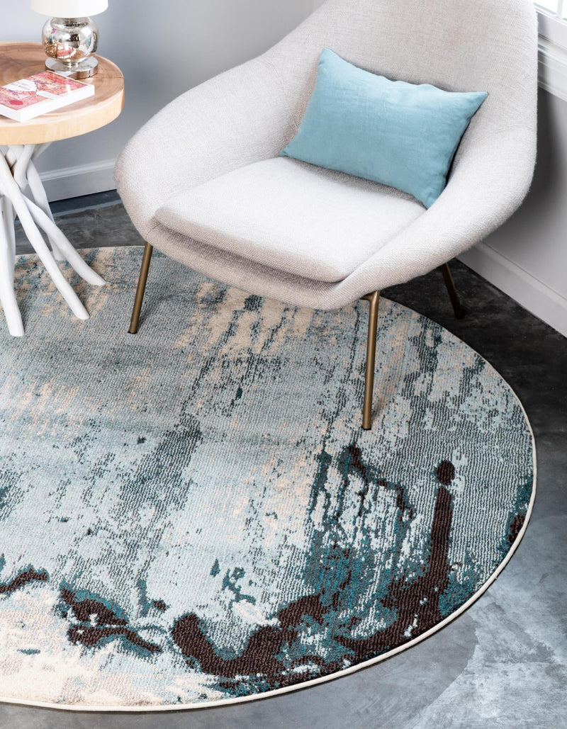 Marrakesh Elegance Collection Area Rug - Berber Round Light Blue lifestyle 32