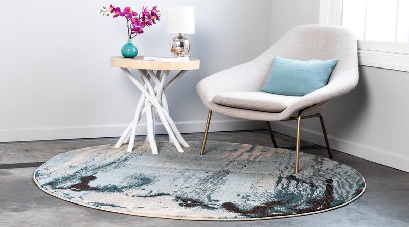 Marrakesh Elegance Collection Area Rug - Berber Round Light Blue lifestyle 36