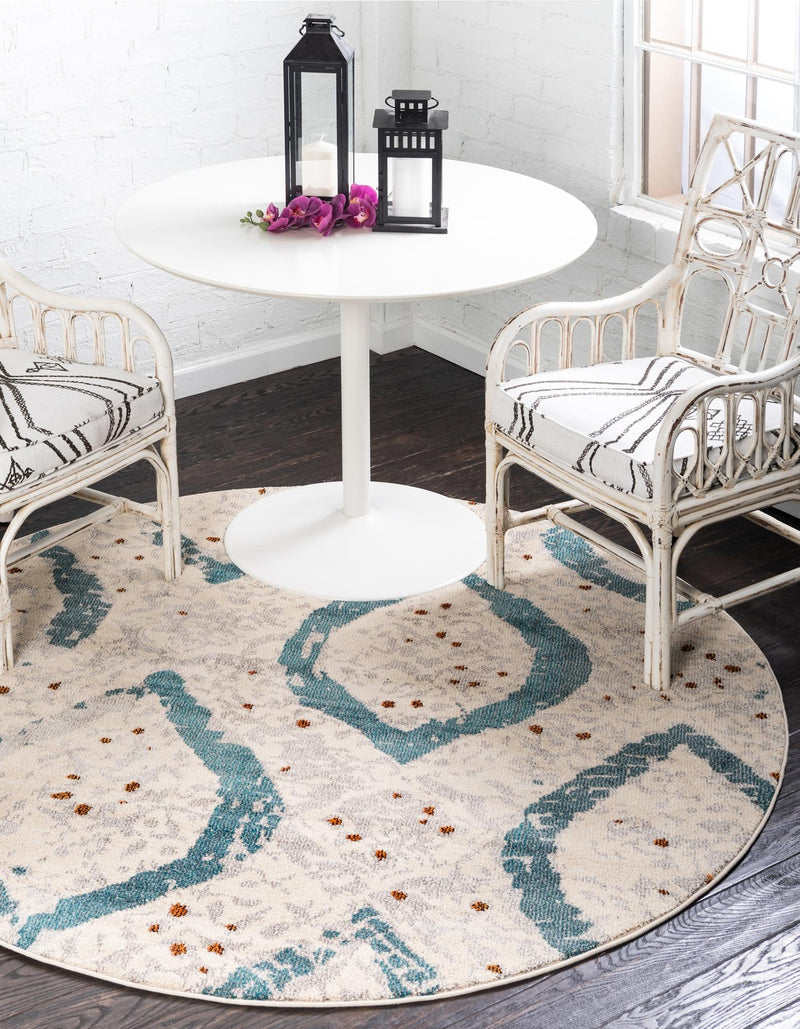 Marrakesh Elegance Collection Area Rug - Kelaa Round Cream lifestyle 14