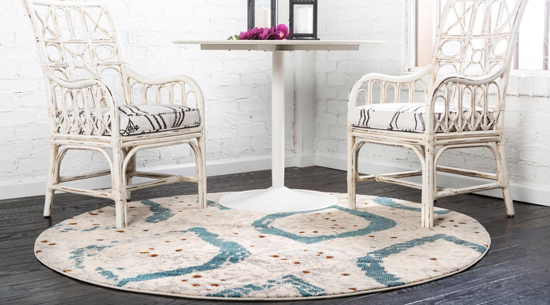Marrakesh Elegance Collection Area Rug - Kelaa Round Cream lifestyle 17