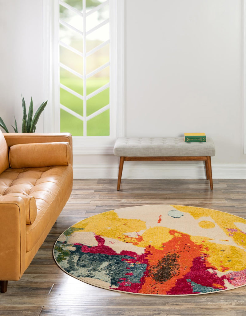 Marrakesh Elegance Collection Area Rug - Essaouira Round Beige lifestyle 14