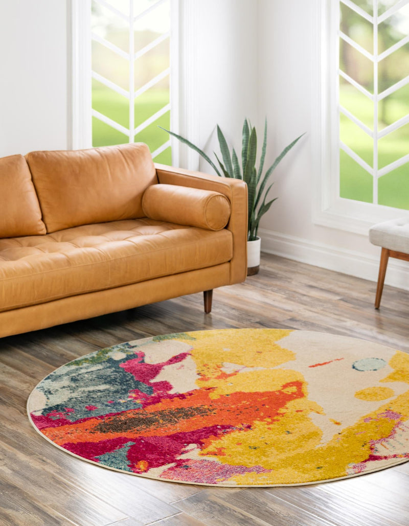 Marrakesh Elegance Collection Area Rug - Essaouira Round Beige lifestyle 17