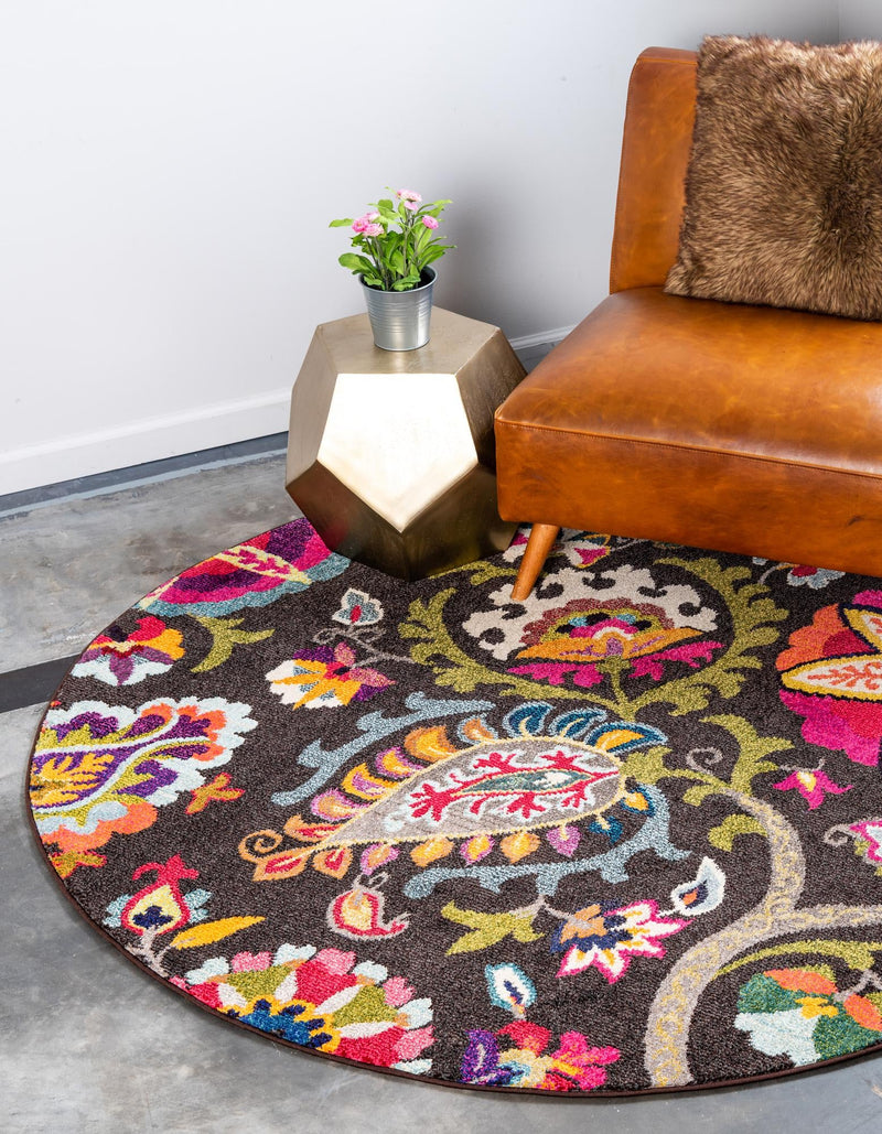 Marrakesh Elegance Collection Area Rug - Medina Round Brown lifestyle 15
