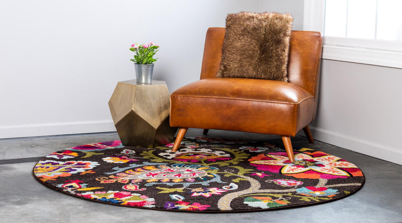 Marrakesh Elegance Collection Area Rug - Medina Round Brown lifestyle 18