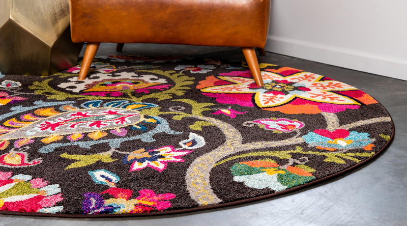 Marrakesh Elegance Collection Area Rug - Medina Round Brown lifestyle 21